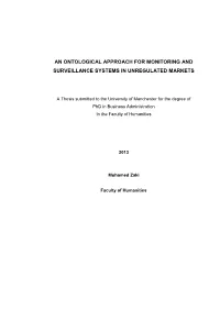An Ontological Approach for Monitoring and Surveillance Systems in Unregulated Markets