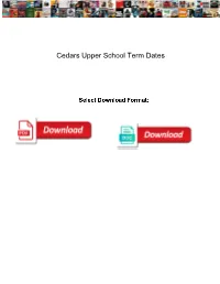 Cedars Upper School Term Dates