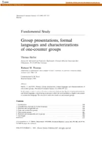 Group Presentations, Formal Languages and Characterizations of One-Counter Groups