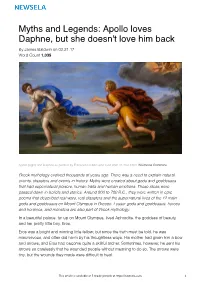Myths and Legends: Apollo Loves Daphne, but She Doesn't Love Him Back by James Baldwin on 02.21.17 Word Count 1,035