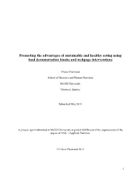 Promoting the Advantages of Sustainable and Healthy Eating Using Food Demonstration Kiosks and Webpage Interventions