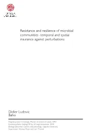 Resistance and Resilience of Microbial Communities -Temporal and Spatial Insurance Against Perturbations