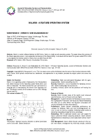 Solaris - a Feature Operating System