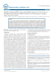 Stability-Indicating HPLC Assay and Stability Study Over Two Years Of