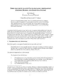 1 Three Arguments Against Foundationalism