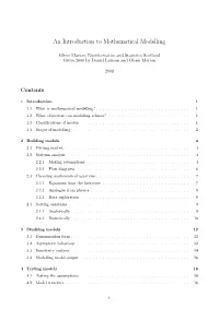 An Introduction to Mathematical Modelling