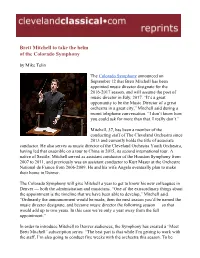 Brett Mitchell to Take the Helm of the Colorado Symphony by Mike Telin