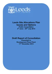 Leeds Site Allocations Plan Issues and Options Draft Report Of