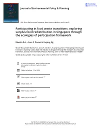 Participating in Food Waste Transitions: Exploring Surplus Food Redistribution in Singapore Through the Ecologies of Participation Framework