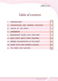 Table of Content I