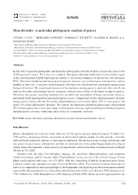 A Molecular Phylogenetic Analysis of Genera