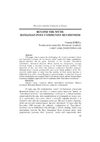 Beyond the Myth. Romanian Post-Communist Revisionism