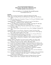 International Virginia Woolf Society Bibliography of Woolf Studies Published in 2006 (Includes Addenda for Previous Years)