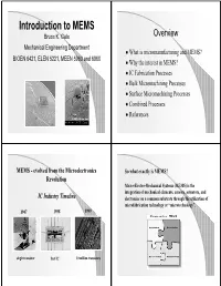 Introduction to MEMS Bruce K