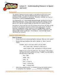 Lesson 3 – Understanding Distance in Space (Optional)