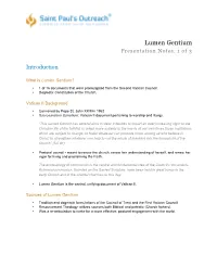 Lumen Gentium Presentation Notes: 1 of 3