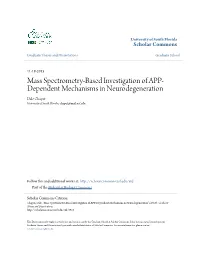 Mass Spectrometry-Based Investigation of APP-Dependent Mechanisms in Neurodegeneration" (2015)