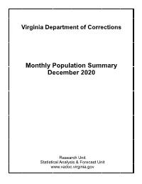 Monthly Population Summary December 2020
