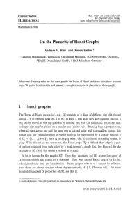 On the Planarity of Hanoi Graphs