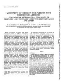 Rheumatoid Arthritis Evaluation of Methods and a Comparison of Mefenamic and Flufenamic Acids with Phenylbutazone and Aspirin by R