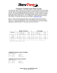 Fastpitch Softball Spin Rate Guide the Revfire Spin Rate Is a Measurement in Revolutions Per Second (RPS) of the Rate of Rotation of a Pitched Ball