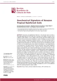 Geochemical Signature of Amazon Tropical Rainforest Soils
