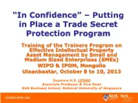 “In Confidence” – Putting in Place a Trade Secret Protection Program