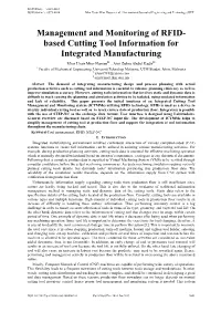 Management and Monitoring of Rfidbased Cutting Tool Information