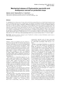 Mechanical Release of Phytoseiulus Persimilis and Amblyseius Swirskii on Protected Crops