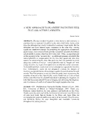 A New Approach to Plaintiff Incentive Fees in Class Action Lawsuits