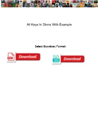 All Keys in Dbms with Example