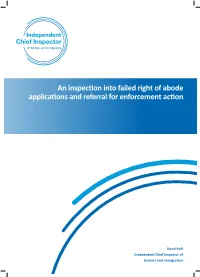 An Inspection Into Failed Right of Abode Applications and Referral for Enforcement Action