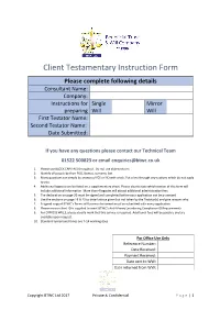 Client Testamentary Instruction Form