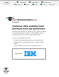 Customer Data Analytics Best Practices from Top Performers
