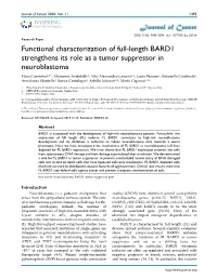 Functional Characterization of Full-Length BARD1 Strengthens Its