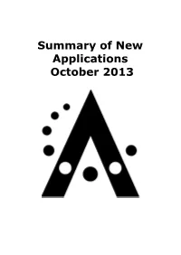 Summary of New Applications October 2013 Summary of New Applications October 2013