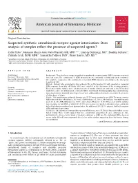 Suspected Synthetic Cannabinoid Receptor Agonist Intoxication: Does