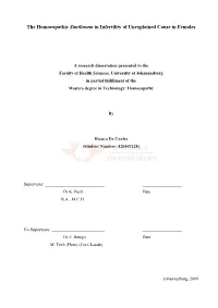 The Homoeopathic Similimum in Infertility of Unexplained Cause in Females