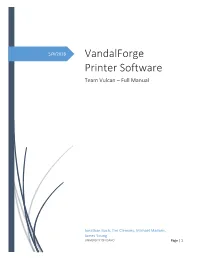 Vandalforge Printer Software Team Vulcan – Full Manual