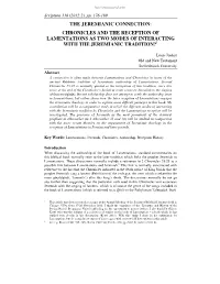 Chronicles and the Reception of Lamentations As Two Modes of Interacting with the Jeremianic Tradition?1