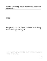 External Monitoring Report on Indigenous Peoples Safeguards Philippines: KALAHI-CIDSS National Community- Driven Development