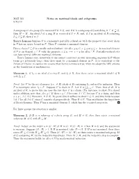 MAT 511 Notes on Maximal Ideals and Subgroups 9/10/13 a Subgroup