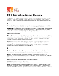 PR & Journalism Jargon Glossary