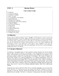 UNIT- 1: Internet Basics 1.0 Objective 1.1 Concept of Internet