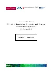 Models in Population Dynamics and Ecology Abstract Collection
