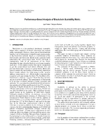 Performance-Based Analysis of Blockchain Scalability Metric