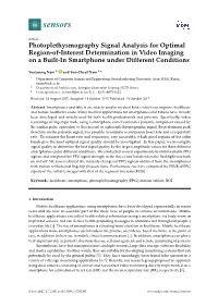 Photoplethysmography Signal Analysis for Optimal Region-Of-Interest Determination in Video Imaging on a Built-In Smartphone Under Different Conditions