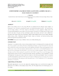 Scientometric Analysis of Onion (Allium Cepa L) During 1980-2019: a Study Based on Cab Direct