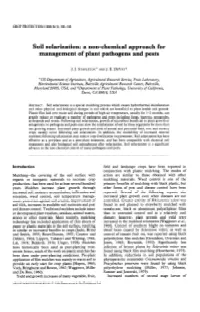 Soil Solarization: a Non-Chemical Approach for Management of Plant Pathogens and Pests