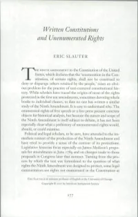 Written Constitutions and Unenumerated Rights